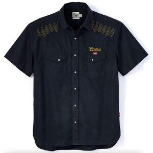 Huckberry x Coors -  Pearl Snap Short Sleeve Shirt  in Navy